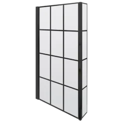 Vellamo City 6mm Matt Black Framed Hinged Bath Screen With Fixed Return - 1430 x 780mm