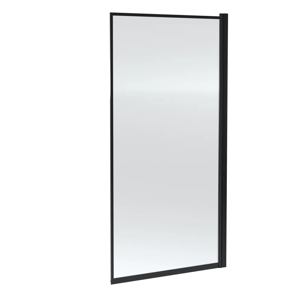 Vellamo City 6mm Matt Black Hinged Framed Bath Screen - 1430 x 790mm