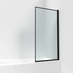 Vellamo City 6mm Matt Black Hinged Framed Bath Screen - 1430 x 790mm