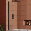 Vellamo City 6mm Matt Black Square Corner Hinged Bath Screen - 1430 x 770mm