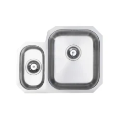 Vellamo Classic 1.5 Bowl Undermount Stainless Steel Kitchen Sink & Waste with Right Hand Main Bowl - 594 x 460mm
