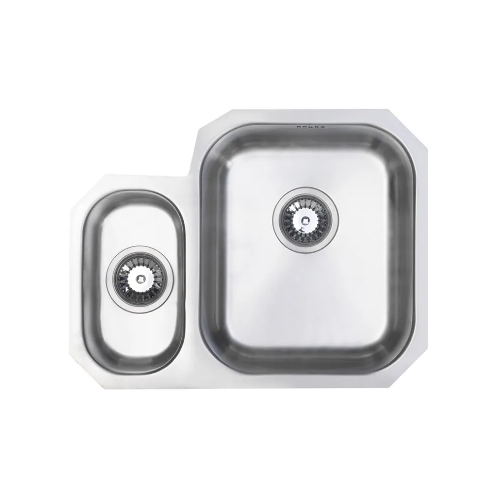 Vellamo Classic 1.5 Bowl Undermount Stainless Steel Kitchen Sink & Waste with Right Hand Main Bowl - 594 x 460mm