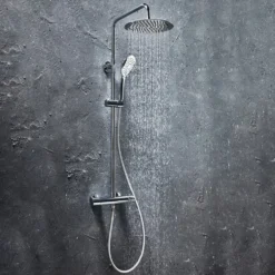 Vellamo Cool Touch Thermostatic Shower Set with Large Thin Fixed Head