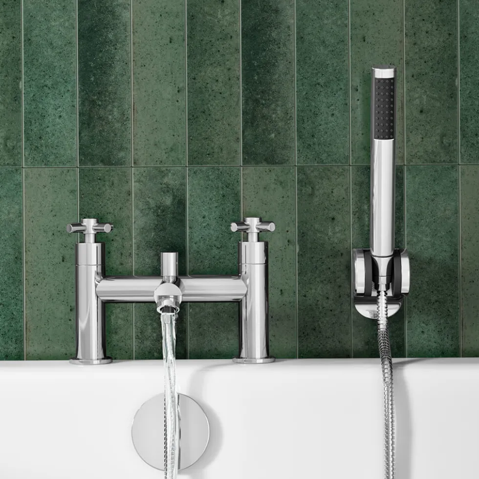 Vellamo Cross Bath Shower Mixer with Shower Kit - Crosshead Handles