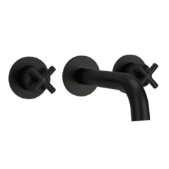 Vellamo Cross Matt Black Crosshead Wall Mounted Tap & Easy Installation Kit