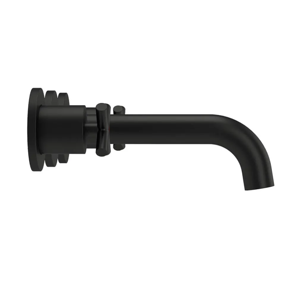 Vellamo Cross Matt Black Crosshead Wall Mounted Tap & Easy Installation Kit