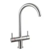Vellamo Dava Twin Lever Brushed Nickel Mono Kitchen Mixer Tap