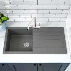 Vellamo Designer 1 Bowl Comite Composite Kitchen Sink & Waste with Reversible Drainer - 1000 x 500mm