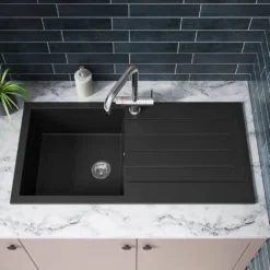 Vellamo Designer 1 Bowl Comite Composite Kitchen Sink & Waste with Reversible Drainer - 1000 x 500mm