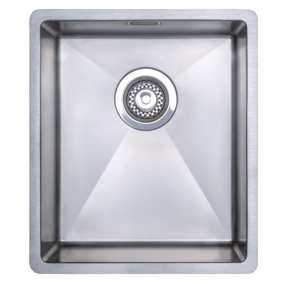 Vellamo Designer Compact Single Bowl Inset/Undermount Stainless Steel Kitchen sink & Waste Kit - 380 x 440mm