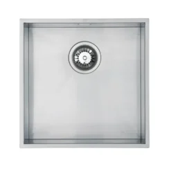 Vellamo Edge 1 Bowl Inset/Undermount Brushed Stainless Steel Kitchen Sink & Waste - 430 x 430mm