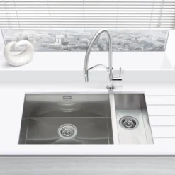 Vellamo Edge 1.5 Bowl Inset/Undermount Brushed Stainless Steel Kitchen Sink & Waste - 740 x 430mm
