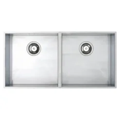 Vellamo Edge 2 Bowl Inset/Undermount Stainless Steel Kitchen Sink & Waste Kit - 860 x 430mm