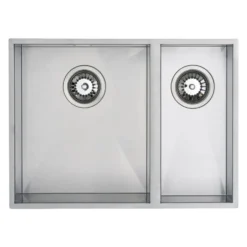 Vellamo Edge 1.5 Bowl Inset/Undermount Stainless Steel Kitchen Sink & Waste Kit - 580 x 430mm