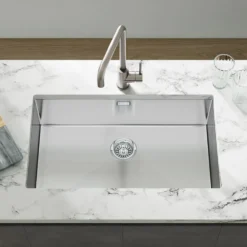 Vellamo Edge Extra Large 1 Bowl Inset/Undermount Stainless Steel Kitchen Sink & Waste Kit - 730 x 430mm