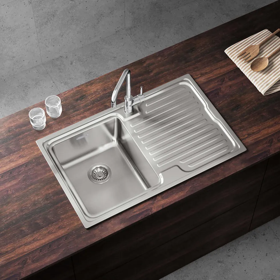 Vellamo Endure Thick-Gauge Compact 1 Bowl Stainless Steel sink & Waste Kit - 800 x 500mm