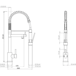 Vellamo Hanbury Professional Kitchen Pullout Spray Tap