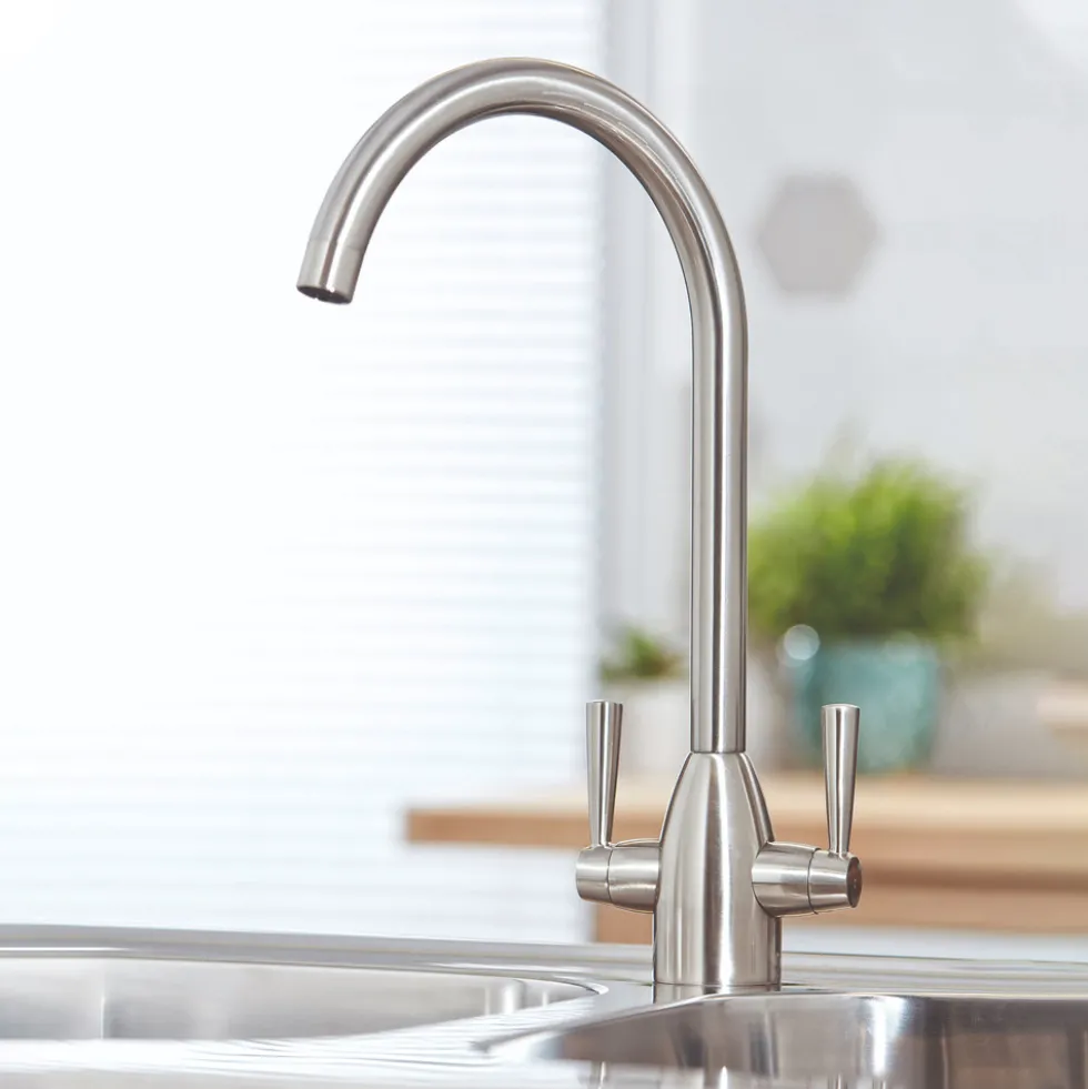 Vellamo Hero Mono Kitchen Mixer Tap - Brushed Nickel