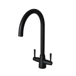 Vellamo Hero Twin Lever Mono Kitchen Mixer Tap - Matt Black