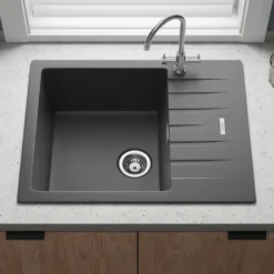 Vellamo Horizon 1 Bowl Granite Composite Inset Kitchen Sink & Waste - 650 x 500mm