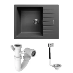Vellamo Horizon 1 Bowl Granite Composite Inset Kitchen Sink & Waste - 650 x 500mm