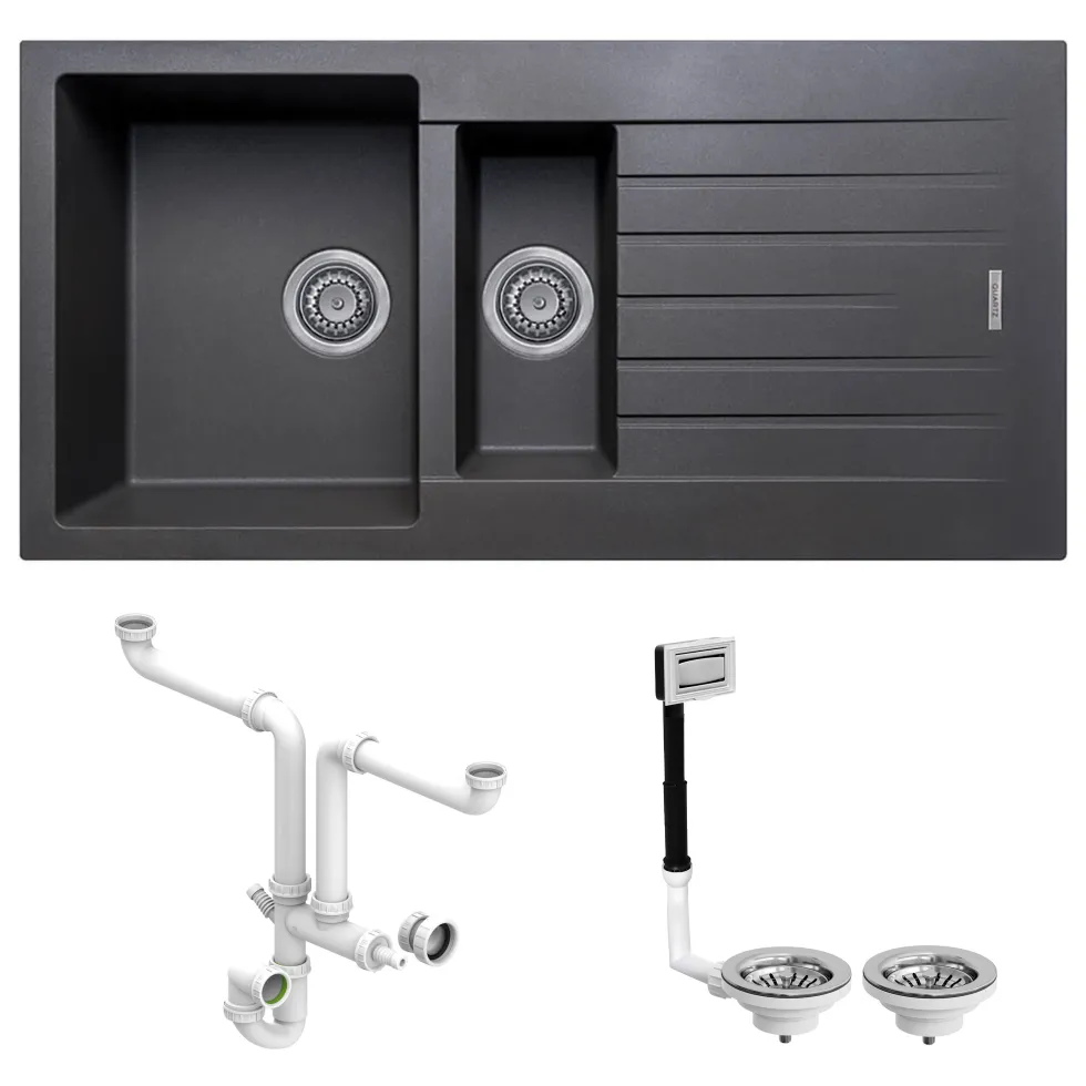 Vellamo Horizon 1.5 Bowl Granite Composite Kitchen Sink & Waste - 1000 x 500mm