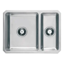 Vellamo Horizon 1.5 Bowl Undermount Stainless Steel Kitchen Sink & Waste Kit with Reversible Half Bowl - 600 x 450mm