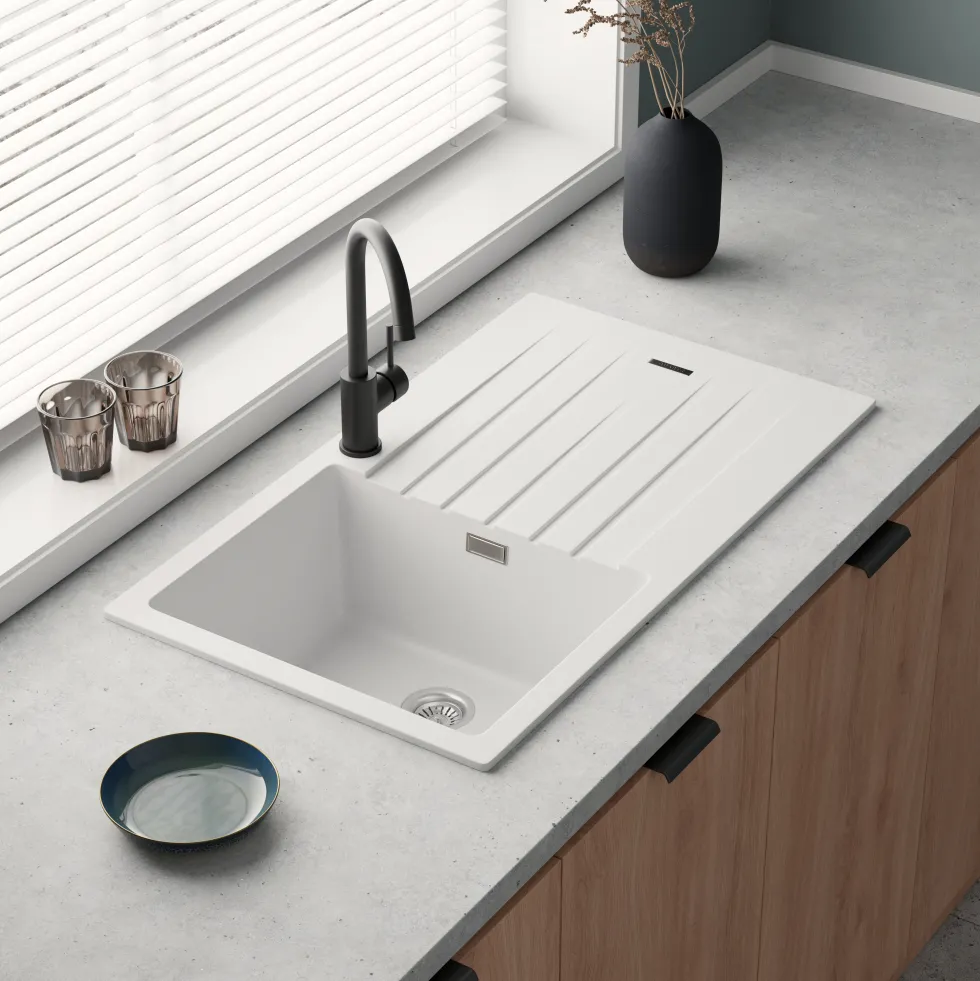 Vellamo Horizon Compact 1 Bowl Granite Composite Kitchen Sink & Waste - 860 x 500mm