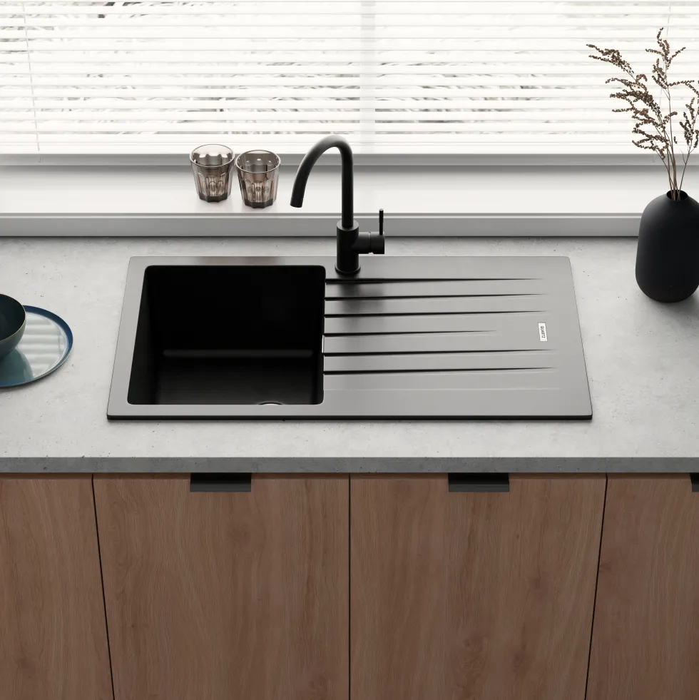 Vellamo Horizon Compact 1 Bowl Granite Composite Kitchen Sink & Waste - 860 x 500mm