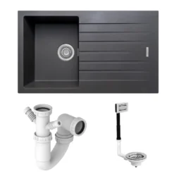 Vellamo Horizon Compact 1 Bowl Granite Composite Kitchen Sink & Waste - 860 x 500mm