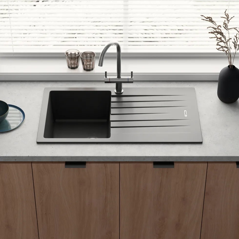 Vellamo Horizon Compact 1 Bowl Granite Composite Kitchen Sink & Waste - 860 x 500mm