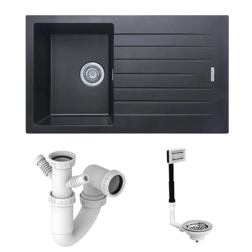 Vellamo Horizon Compact 1 Bowl Granite Composite Kitchen Sink & Waste - 860 x 500mm