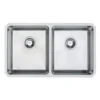 Vellamo Horizon Double Bowl Undermount Stainless Steel Kitchen Sink & Waste Kit - 760 x 450mm