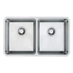 Vellamo Horizon Double Bowl Undermount Stainless Steel Kitchen Sink & Waste Kit - 760 x 450mm