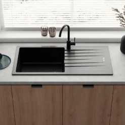 Vellamo Horizon Large Single Bowl Granite Composite Kitchen Sink & Waste - 1000 x 500mm