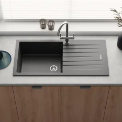 Vellamo Horizon Large Single Bowl Granite Composite Kitchen Sink & Waste - 1000 x 500mm