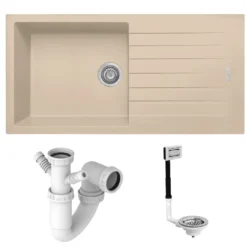 Vellamo Horizon Large Single Bowl Granite Composite Kitchen Sink & Waste - 1000 x 500mm