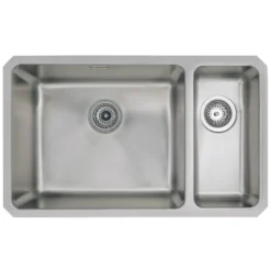 Vellamo Horizon Undermount 1.5 Bowl Stainless Steel Kitchen Sink & Waste Kit with Left Hand Main Bowl - 740mm x 450mm