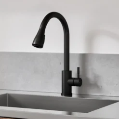 Vellamo Inspire Pull Out Spray Mono Kitchen Mixer Tap - Matt Black