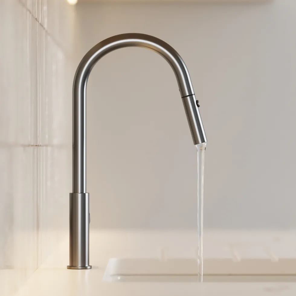Vellamo Kara Pull Out Spray Single Lever Mono Kitchen Mixer Tap