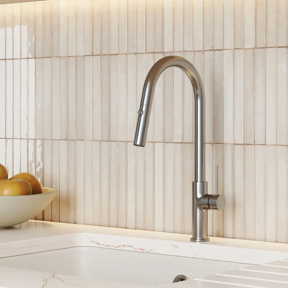 Vellamo Kara Pull Out Spray Single Lever Mono Kitchen Mixer Tap
