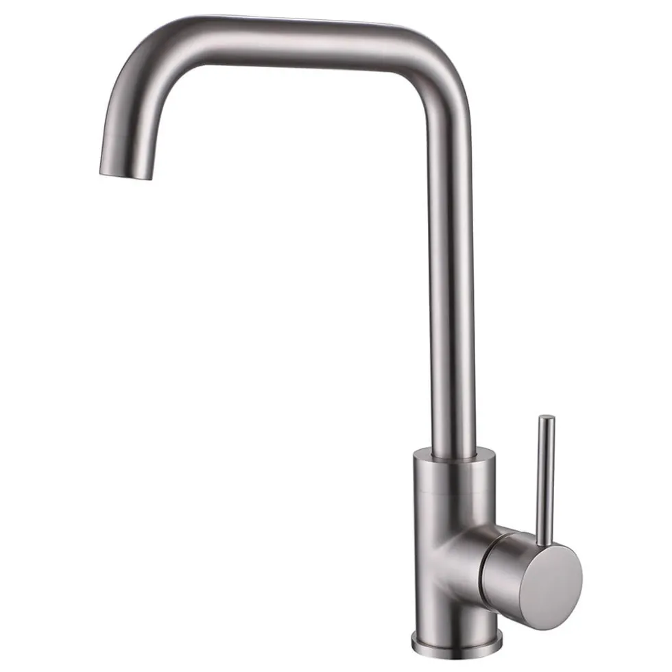 Vellamo Koro Single Lever Mono Kitchen Mixer Tap - Brushed Stainless Steel