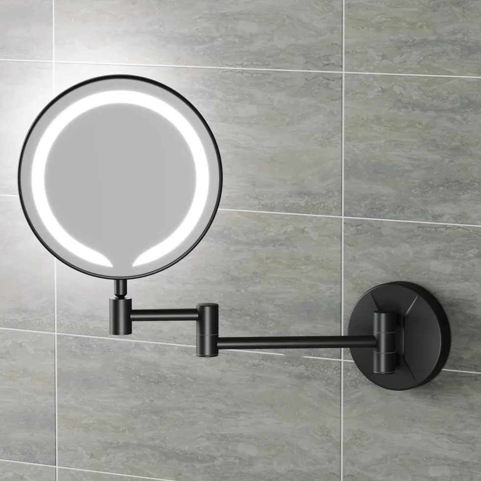 Vellamo LED Illuminated Round Magnifying Wall Mirror with Pull Out Magnetic Sensor - 200mm