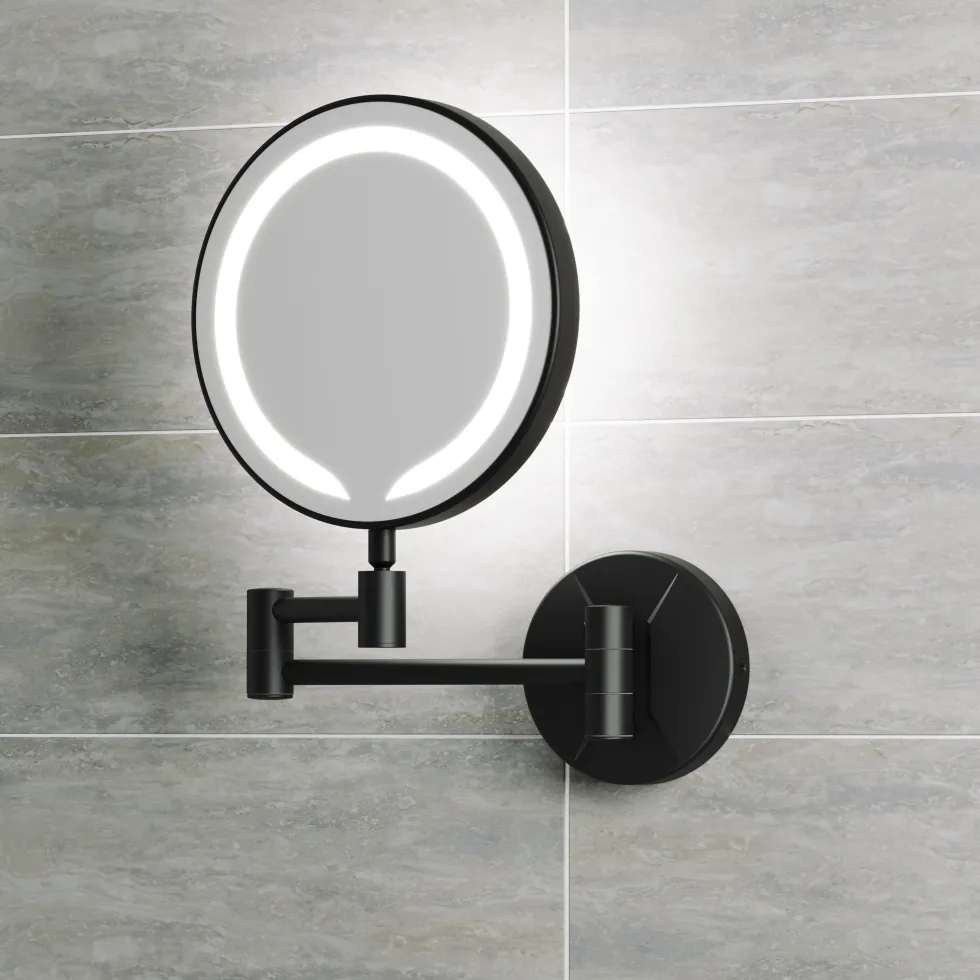Vellamo LED Illuminated Round Magnifying Wall Mirror with Pull Out Magnetic Sensor - 200mm