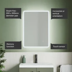 Vellamo LED Illuminated Universal Bathroom Mirror with Demister Pad - 500 x 700mm