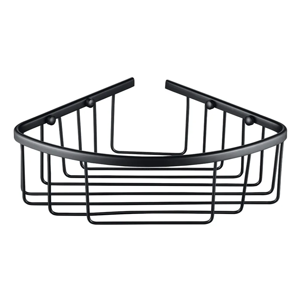 Vellamo Matt Black Corner Shower Basket
