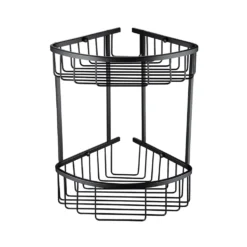 Vellamo Matt Black Double Corner Shower Basket