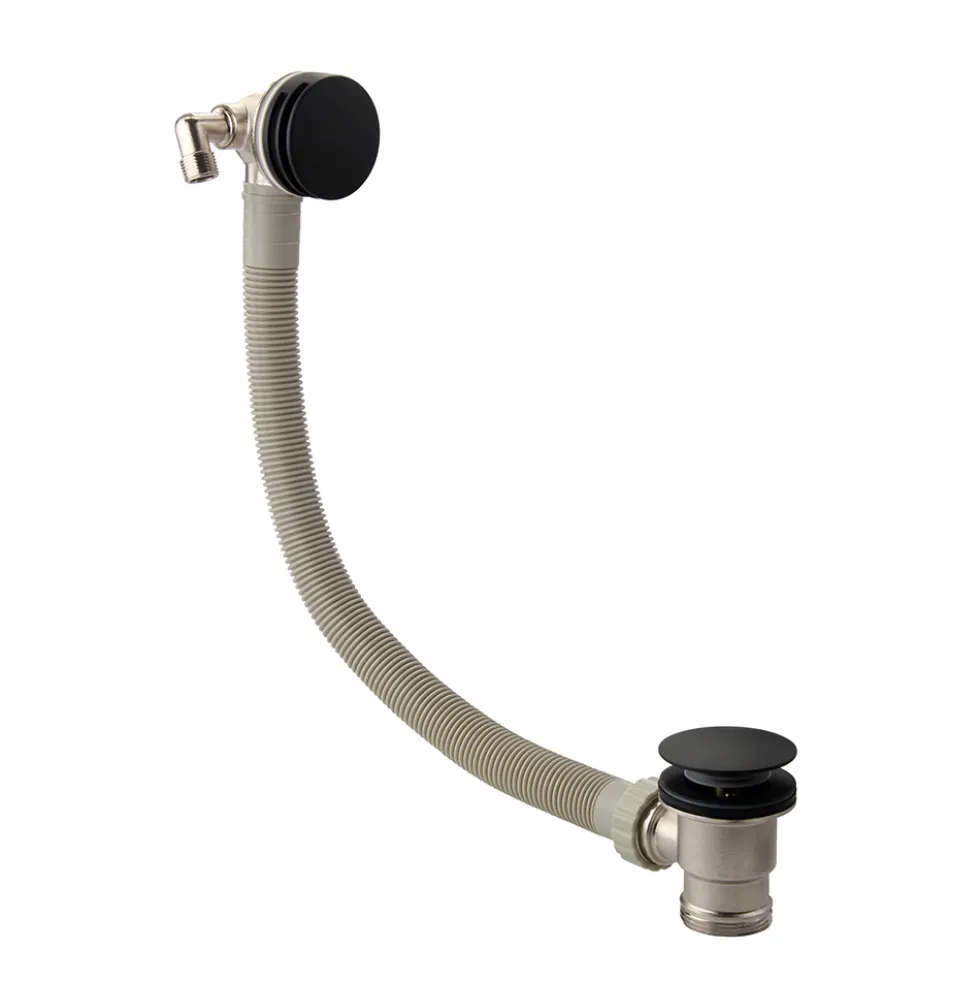 Vellamo Matt Black Overflow Bath Filler & Easy Clean Clicker Waste