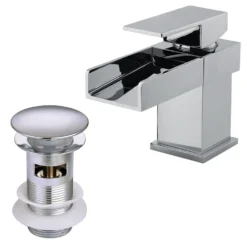 Vellamo Maya Waterfall Basin Mixer with Clicker Waste