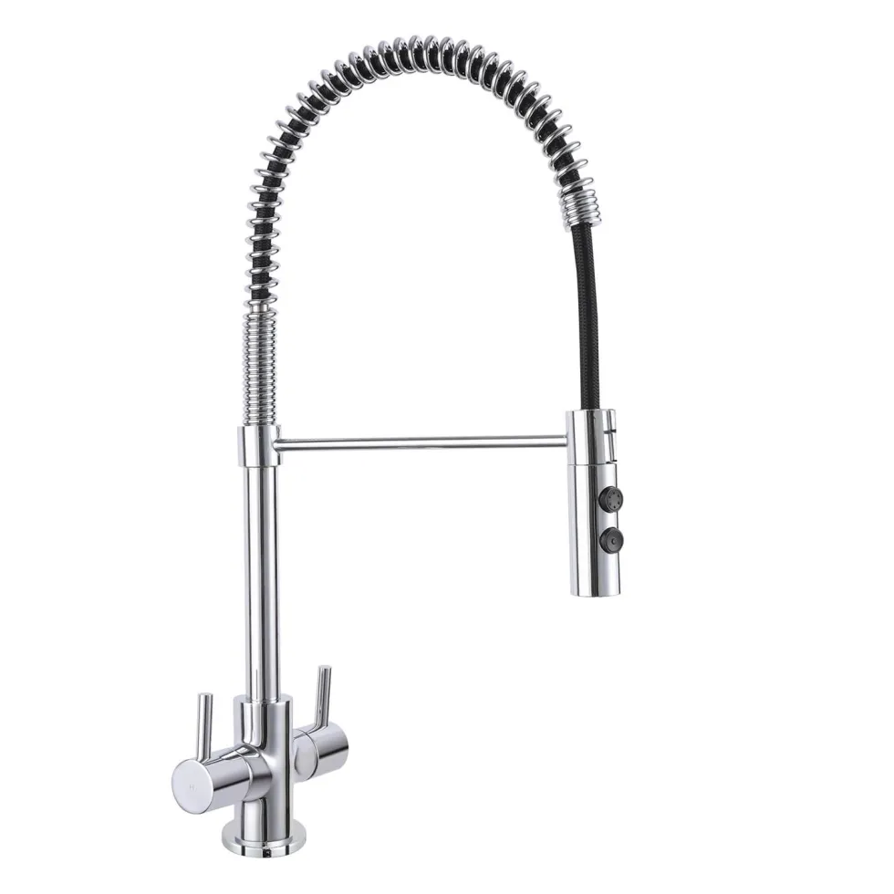 Vellamo Mini Pro Kitchen Mixer Tap with Pull Out Spray Spout - Polished Chrome
